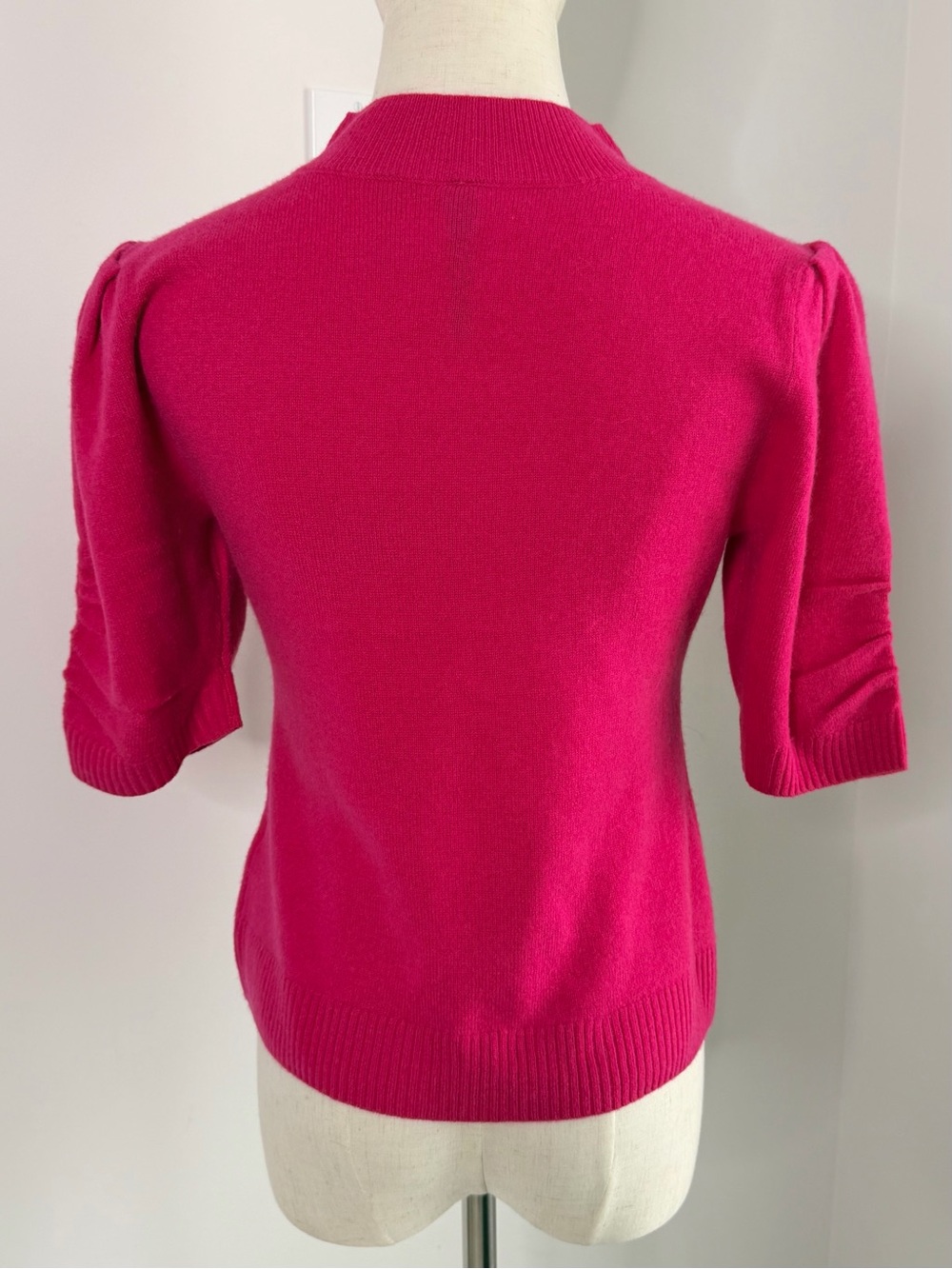 Anthropologie Pink Wool Cashmere Puff Sleeve Sweater Size S - Picture 6 of 10